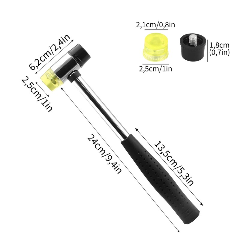 Rubber Mallet, 25 mm Double Head Mallet, Soft Hammer with