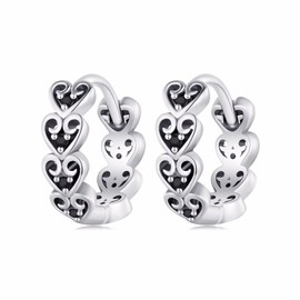 Qings Heart Hoop Earrings Women's 925 Sterling Silver Hypoallergenic Small Hoop Earrings Cubic Zirconia Huggie Earrings Cartilage Earring for Women Girls Daughter, Sterling Silver, Cubic Zirconia
