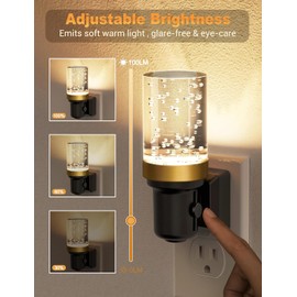 JandCase Night Light, Dimmable Night Lights Plug into Wall, Auto On/Off Light Sensor Nightlight, 3000K Warm White 0-100LM Brightness LED Nightlight, for Bathroom Hallway Bedroom Kids Room