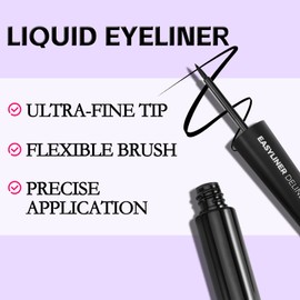 Boobeen Liquid Eyeliner Pencil, All Day Smudgeproof Liquid Eyeliner Makeup, Quick Drying Black Eye Liner Pen for Woman, with Ultra-Fine Brush