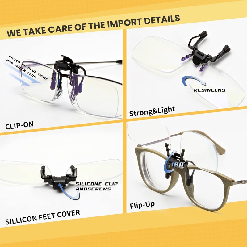 Riwissipa Reading Glasses Clip On Magnifiers for Eyeglasses and Flip