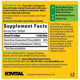 Nature Made Vitamin D3 + K2 Softgels