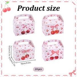 WEBEEDY 24 Pcs Cherry Party Favor Boxes Paper Candy Box Cherry Gift Boxes Tea Party Favors Box Goodie Gift Bags for Wedding Bridal Shower Birthday Cherry on Top Parties Decorations, 6.3x3.7x3.7 Inch