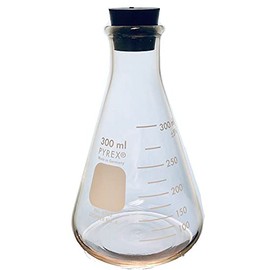 Corning PyrexÂ® #4980-300, 300ml Narrow Mouth Erlenmeyer Flask with Rubber Stopper (Single)