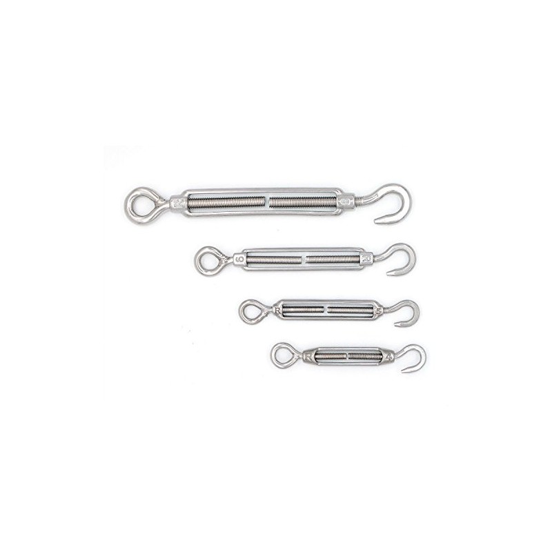 Mecollection 5pcs M8 Stainless Steel 304 Hook & Eye Turnbuckle