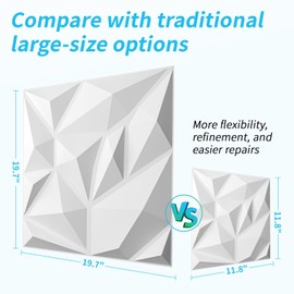 Art3d 20 Pack Decorative 3D Wall Panels for Interior Wall Decor Living Room, 11.8"x11.8" Cover 19 Sq.Feet White PVC Panels for Bedroom TV Background Gaming Room Decor