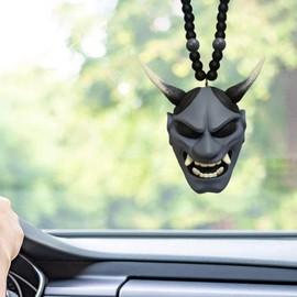 Mrisata Car Hanging Pendant with Samurai Hannya Japanese Oni Helmet Car Rear View Mirror Charm Fashion Pendant Car Decoration Auto Ornament Hang Charm Accessories (9)