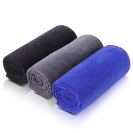 Meng Jiaran 3 Pack Gym Towels Microfibre Sports Towels 75x35cm Fast Drying & Absorbent Towel For Adults Gym Fitness,Yoga, Camping(Grey,Black,Blue)