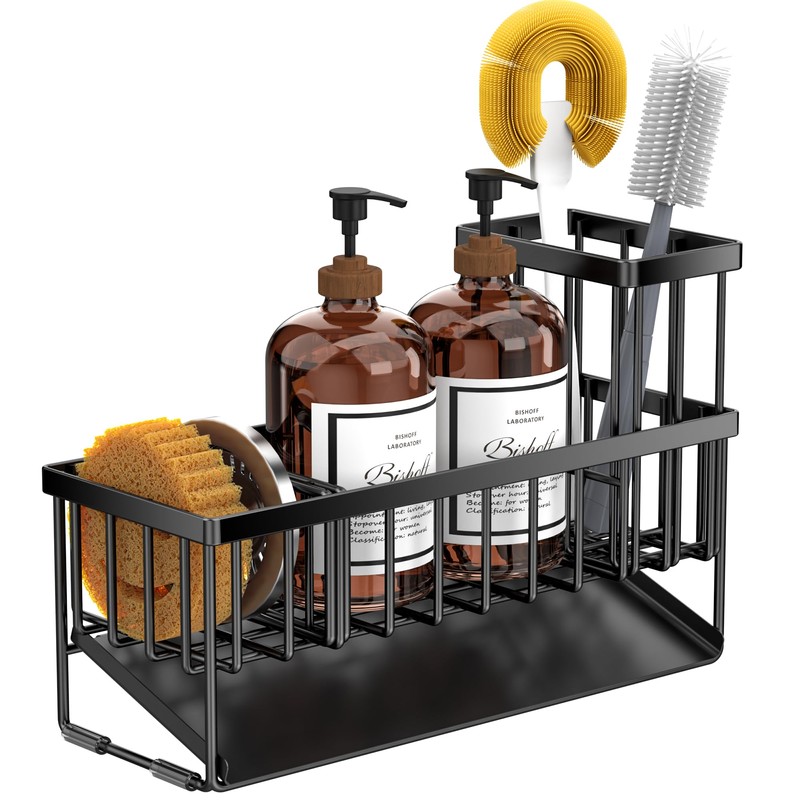 Cisily Extra Large Kitchen Sink Caddy Organzier with High Brush