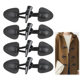 4 Pairs Toggle Buttons, Vintage Leather Buttons for Jackets, Coats, Windbreakers, Knitwear for DIY Clothing, Sewing, Decoration Accessories