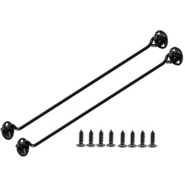 ZiYuya Hook and Eye Latch, Stainless Steel Gate Hook Cabin Hook, Hook Eye Latch Door Lock Hook Lock Latch for Wooden Gates Window Brace Gate Door Catch (Black, 2 Pack, 14 Inch)