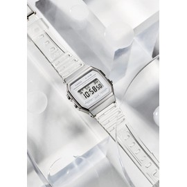 Casio Collection Pop Digital Series Wristwatch, clear white, Modern