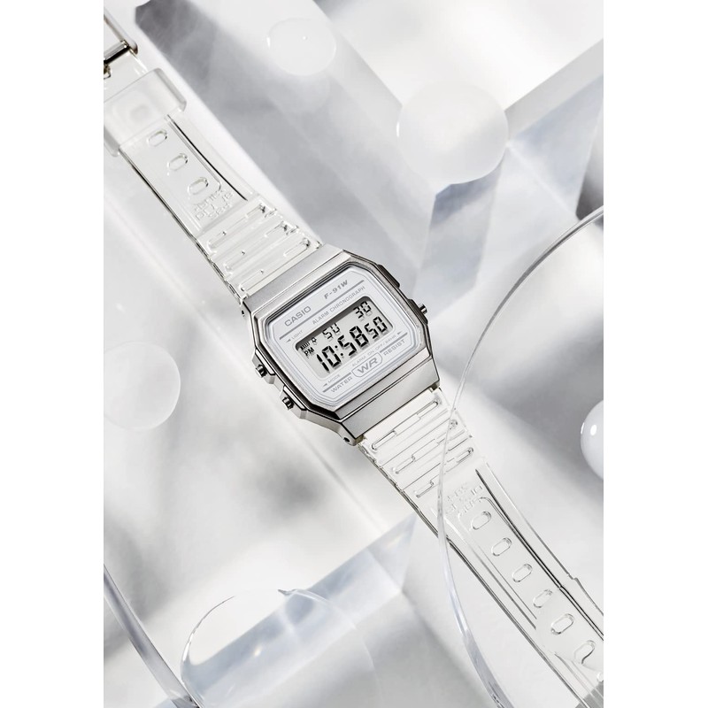 Casio Collection Pop Digital Series Wristwatch, clear white, Modern