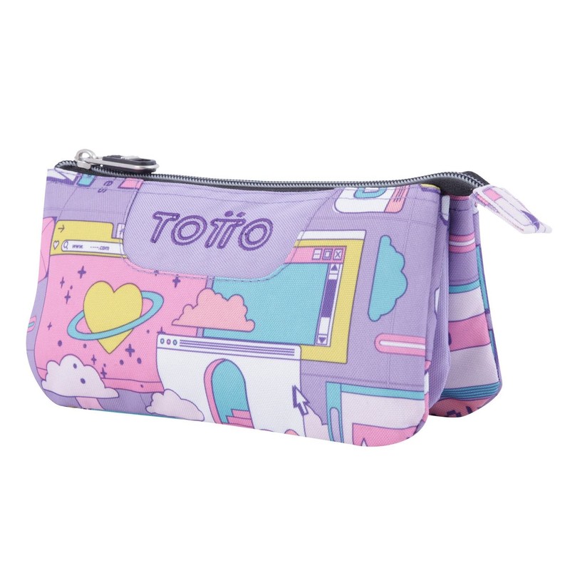 School Case Three Compartments Cyber Purple - Board