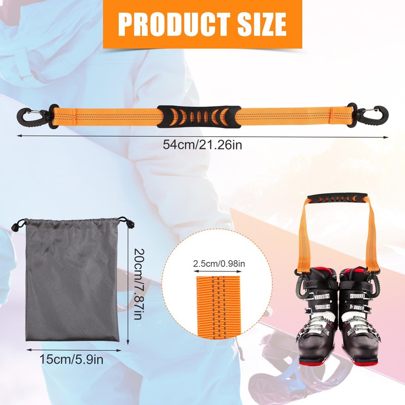 lasuroa 2pcs Ski Boot Carrier Straps with Storage Bag, Portable