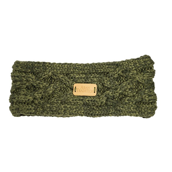 Aran Traditions Dark Green Cable Knit Design Headband