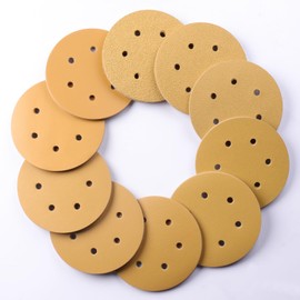 Sruhrak Sandpaper 150 mm Velcro Pack of 100, 20 x 80/120/220/320/400 Grit 6 Inch 6 Hole Sanding Discs Sanding Discs 150 mm Velcro for Uniflex Sanders and All Oscillation Tools