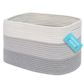 OrganiHaus Woven Storage Basket | Nursery Storage Basket | Towel Basket for Bathroom | Cotton Rope Basket for Storage | Decorative Storage Baskets | Woven Baskets for Storage | Book Basket - Rainbow