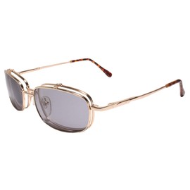 Old School Rectangle Flip Tinted Lens Gold Frame 2.00 Reading Sun Glasses