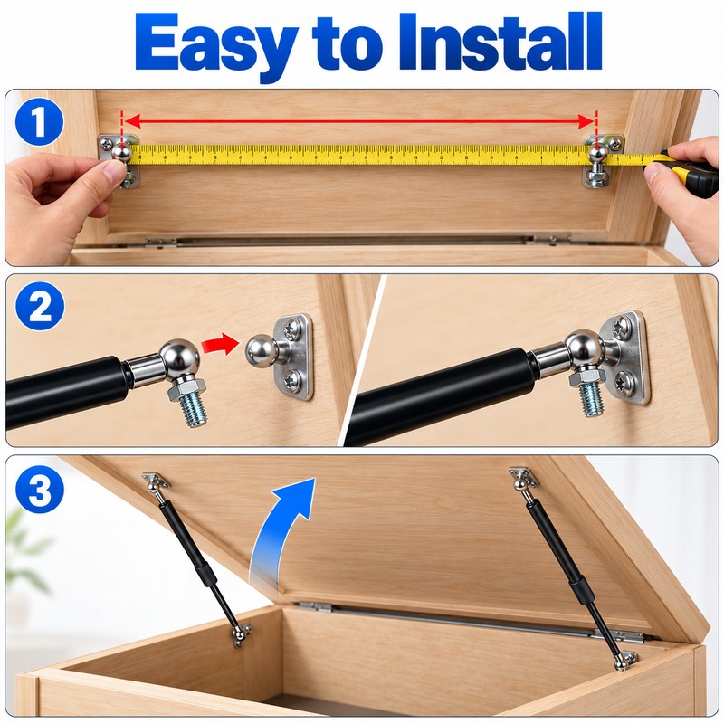 2-Pack 300N Gas Strut Support Bars for Lids & Doors
