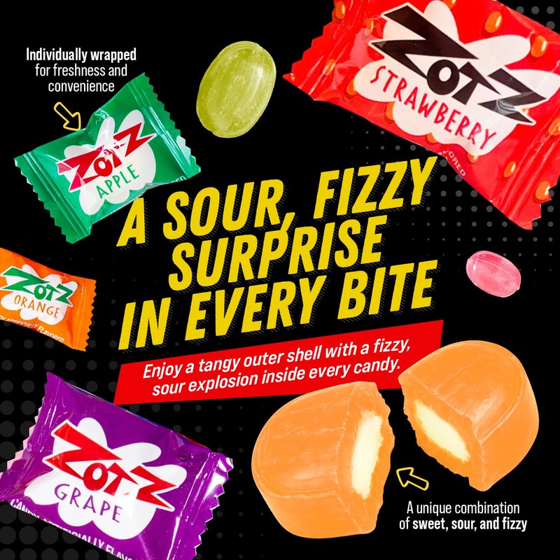 Zotz Fizzy Bulk Candy (Assorted, 425 Units)- Hard Candy Individually