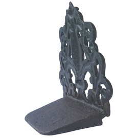 LuLu Decor, Cast Iron Fleur De Lis Door Stop, Door Stopper in Antique Black Finish, Beautiful and Useful Product, Simply Insert Flat Base Underneath Your Door Space, Works Great (LB15BK3)