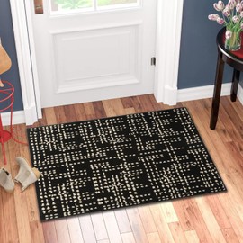 BOVEU Indoor Door Mat Front Door Rugs, 32'' x 40'' Non Slip Resist Dirt Low Profile Absorbent Inside Entry Door Floor Mat for Home Entrance,Black Dew