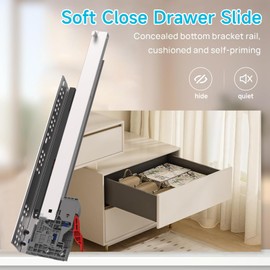 20 Inch 1 Pair Undermount Soft Close Drawer Slides Full Extension Drawer Glides Runners with 3D Locking Device for Frameless Cabinet