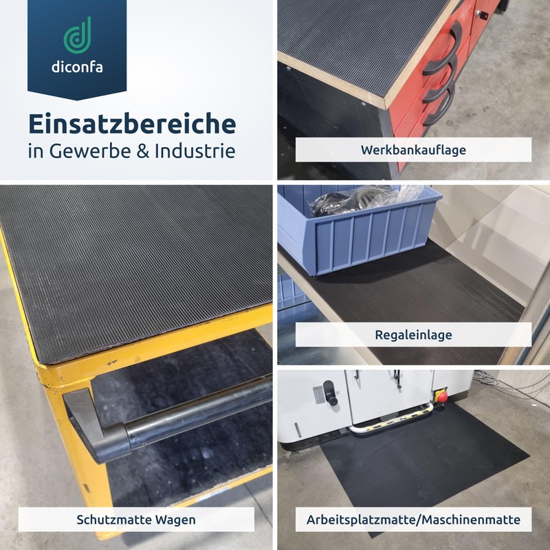 diconfa Fine-Grooved Rubber Mat 3 mm Thick - Width 0.1