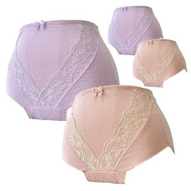 [RYO...] [Set of 4 2 Colors] Incontinence Pants, Women's, Urinary Leak Fabric, 3-Layer Construction, Urinary Leak Pants, Water Absorbing Shorts, Ladies' Shorts, More, Smell Safe (LL, Purple/Salmon Pink)