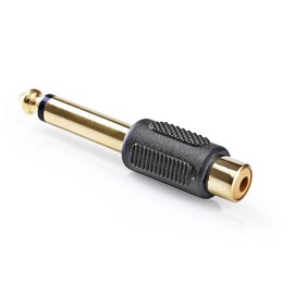 Cable Stop 6.35mm Mono 1/4" Jack Male Plug to RCA Female Socket Audio Adapter Gold Plated (Pack of 5)