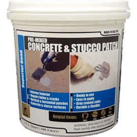 Akona Pre-Mixed Concrete and Stucco Patch - Patching Material for Exterior and Interior Use, Repair Walls, Floors, Holes, Cracks, and More, Gray Paste, Ready to Use (1 Quart, 1)