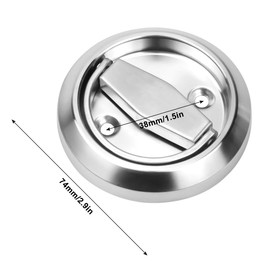 Kioiner 2 Pcs Round Recessed Door Handles, 2.9 inch Stainless Steel Flush Pull Handles, Finger Pull with Square Door Lock Spindle Bar for Drawer Cupboard Cabinet Closet Wardrobe Doors