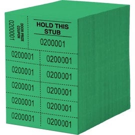 Auction Tickets - 500 Sheets - 10 Numbers per Sheet (Green)