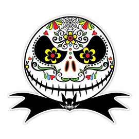 OSMdecals - Mexican Sugar Skull Version 107 Jack Skellington Nightmare Before Christmas Funny Sticker Decal - Day of the Dead Home Decor Car Window Bumper Decal Sticker - SAME PRICE ALL SIZE!