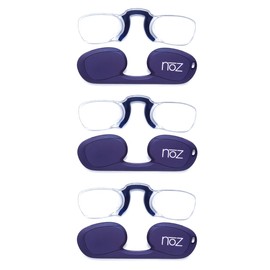 Calabria Noz Nose Pinching Rimless Armless Reading Glasses +1.50 Blue 3 Pack Men Women Keychain Case Pocket Reader Compact