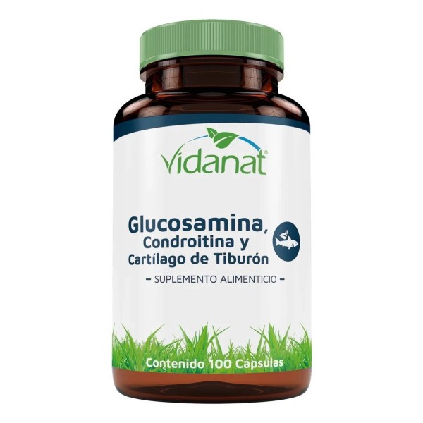 Glucosamina, Condroitina Y Cartílago 100 Caps Vidanat Sabor Sin sabor