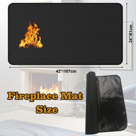 Tirifer Fireproof Fireplace Hearth Mat, Fireplace Hearth Rug, Fire Resistant Rectangular Fire Pit, Heated Floor Mat for Outdoor Grills, Fire Pits, Smokers, Woodstoves, 42" x24”