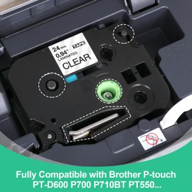 3 x MarkField Compatible 24 mm Clear Label Tape for Brother P-Touch Label Maker TZ TZe-151 Tapes 0.94 1 Inch Laminated Transparent Label Tape for PT-D600 D450 P700 2430PC, Black on Clear