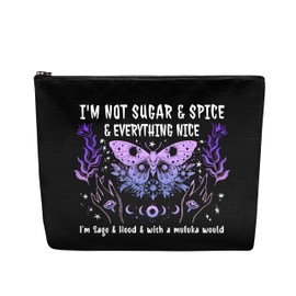 CEASQVAA Moon Phase Witch Gifts Stuff Makeup Bag, Witchy Gifts for Women Travel Toiletry Bags Funny Witchcraft Meditation, I'm Not Sugar Spice Birthday Bag for Witchcraft Women Female