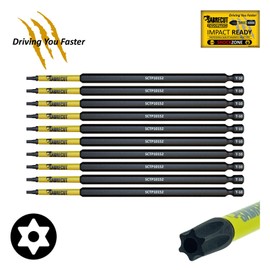 10 x SabreCut SCTP10152_10 152mm T10 TX10 Torx Tamper Proof Security Magnetic Impact Screwdriver Driver Bits Set Heavy Duty Compatible with Dewalt Milwaukee Bosch Makita and More
