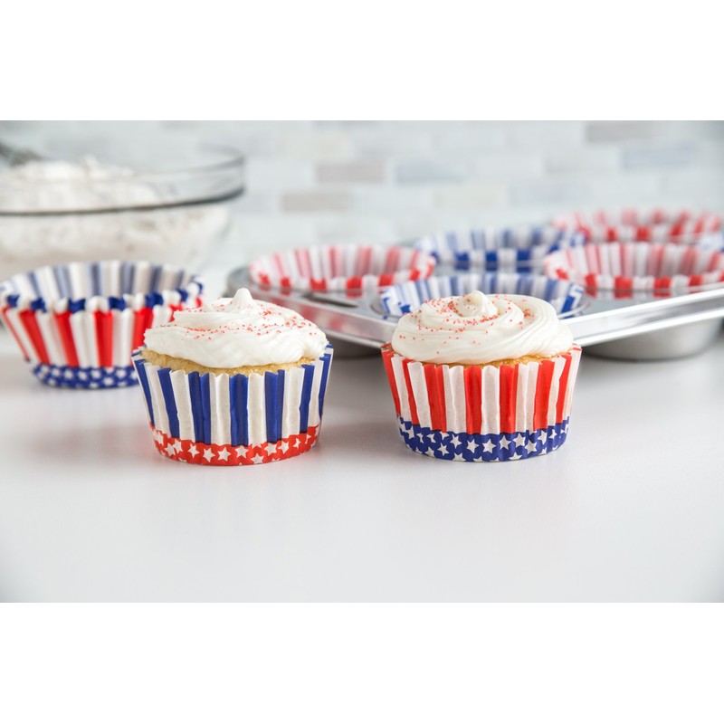 Fox Run 7199 Patriotic Bake Cup Set, Standard, 50-Count, Multi-Color