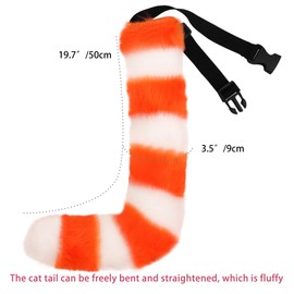 DRESHOW Fox Fur Tail Cosplay Costume Party Super Giant Fluffy Tail for Women, Fluffy tail: Zbr Wh/Or