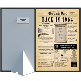61 Years Ago Birthday Poster 8 x 10 Party Decor Sign 61st Anniversary Card for Men or Women Home Decoration Party Supplies. Born in 1964 Newspaper Banner Funny Print for Her & Him Bday Table Decor