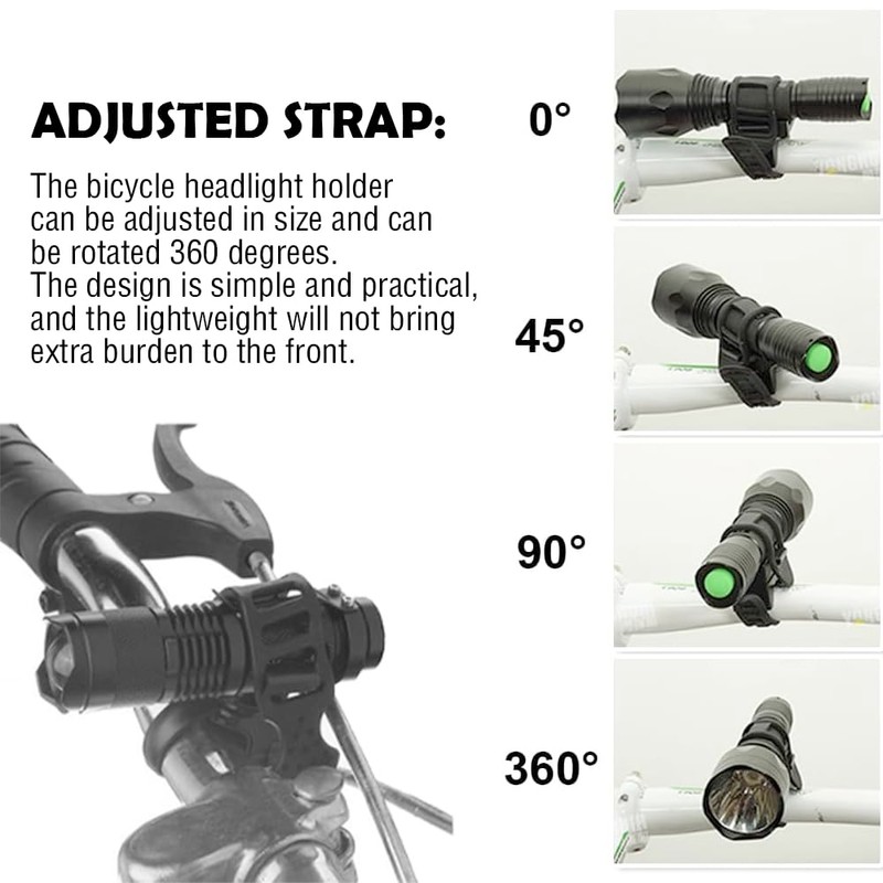 Juleioube 2 Pcs Bicycle Flashlight Mount Durable Bicycle Headlight Holder