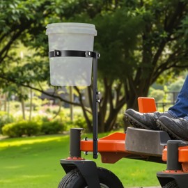 Feimire 5 Gallon Trash Bucket Holder, Adjustable Height: 19.3–28.3'', Clamp-On Bucket Storage Mount for Zero Turn Mowers, Heavy-Duty Steel Frame