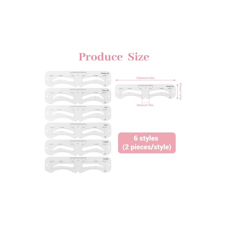 12 Pcs Reusable Eyebrow Stencils for Beginners, Eyebrow Stamp Brow