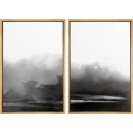 SIGNWIN 2 Panel Framed Canvas Wall Art Watercolor Painting Framed Canvas Prints Home Artwork Decoration for Living Room,Bedroom Panels - 16"x24"x2 Natural