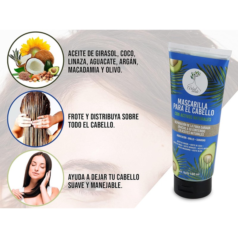 Arbol Verde Mascarilla para el cabello Natural con Aceite de