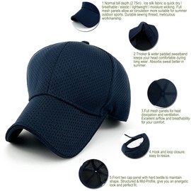 Masktide Full Mesh Baseball Hats for Women Fitted Moisture Wicking Hats for Men Running Fitted Summer Hats for Men Beach Fashionable Running Hats for Men Sports Hats for Men Fitted Navy Blue
